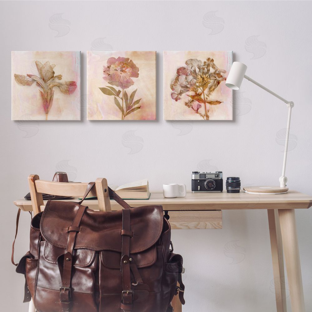 Judy Stalus Vintage Dried Pink Flowers Canvas Wall Art Print in Room
