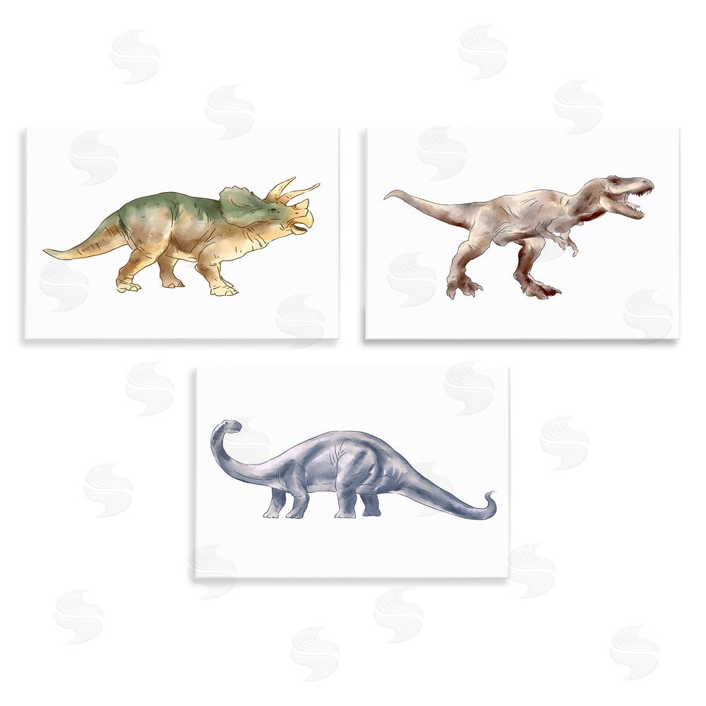 Ziwei Li Pre-Historic Dinosaurs Walking Wooden Wall Plaque Art Print