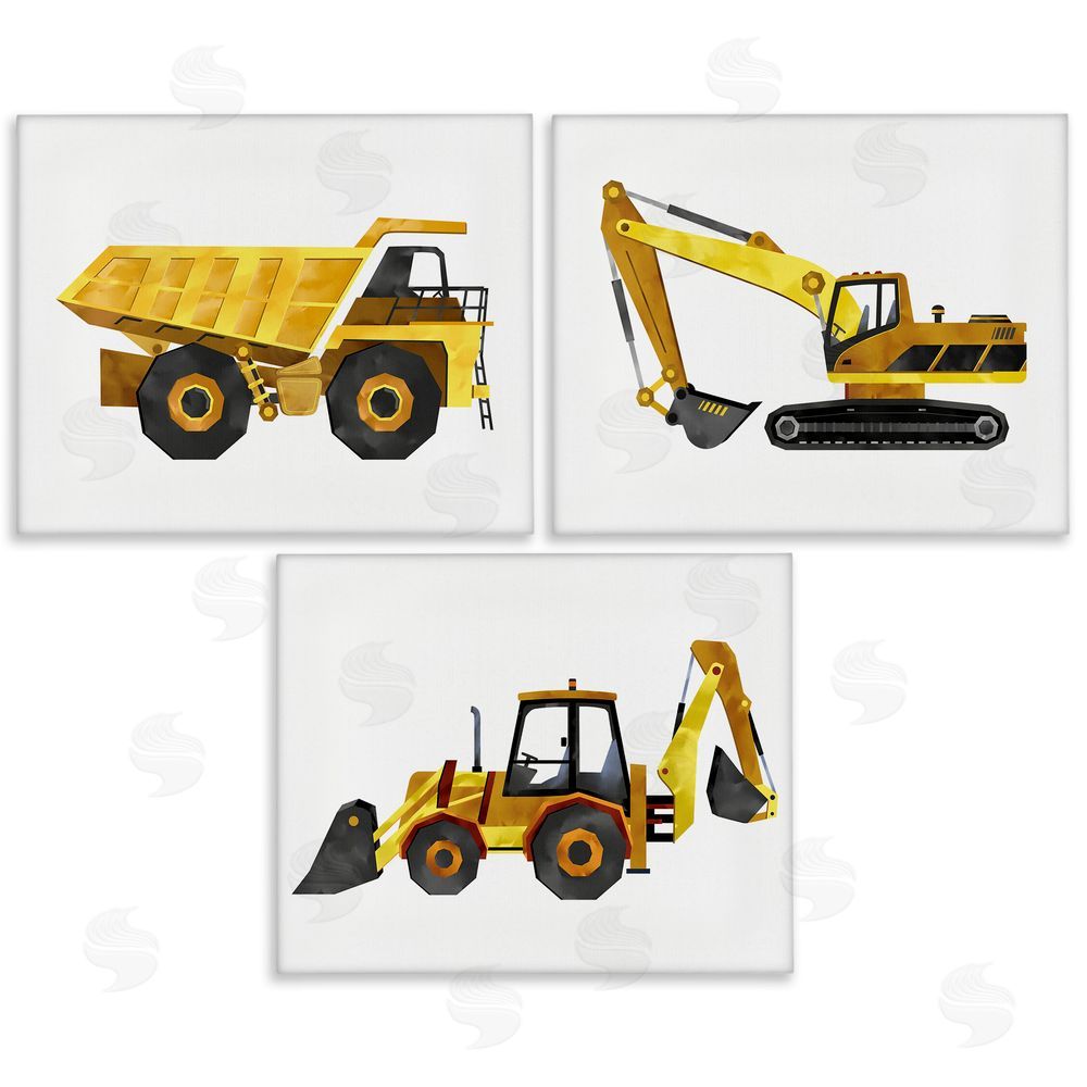 Ziwei Li Construction and Demolition Trucks Vehicles Canvas Wall Art Print