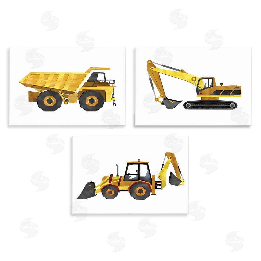 Ziwei Li Construction and Demolition Trucks Vehicles Wooden Wall Plaque Art Print