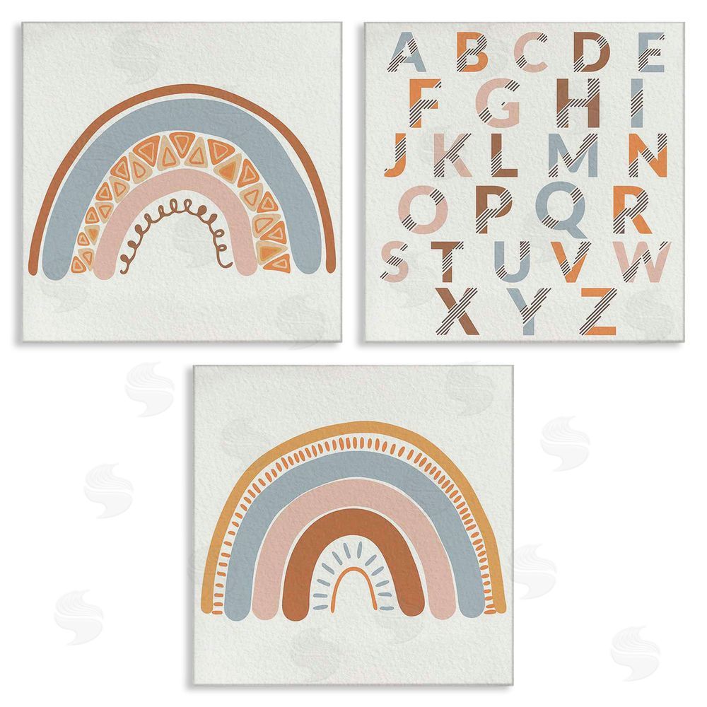 Kim Allen Geometric Rainbow Playful Alphabet Chart Canvas Wall Art Print