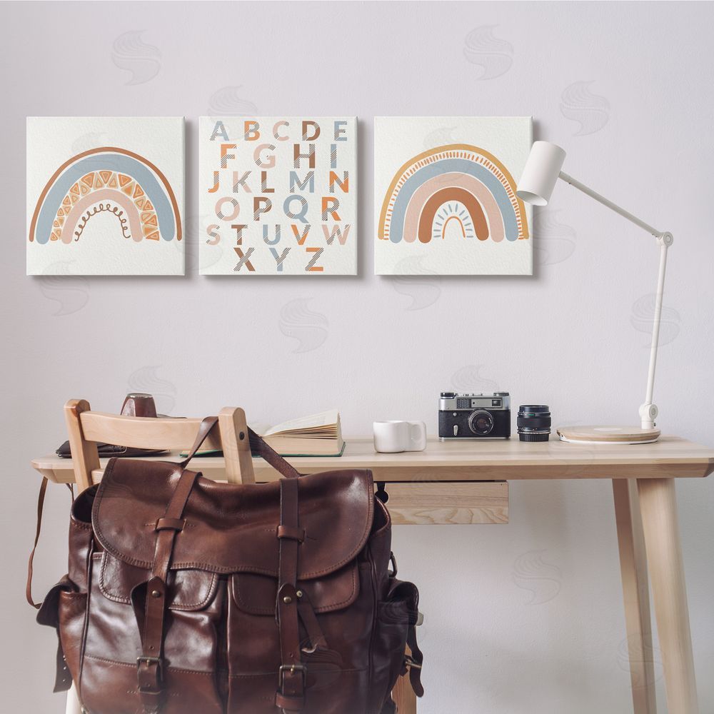 Kim Allen Geometric Rainbow Playful Alphabet Chart Canvas Wall Art Print in Room