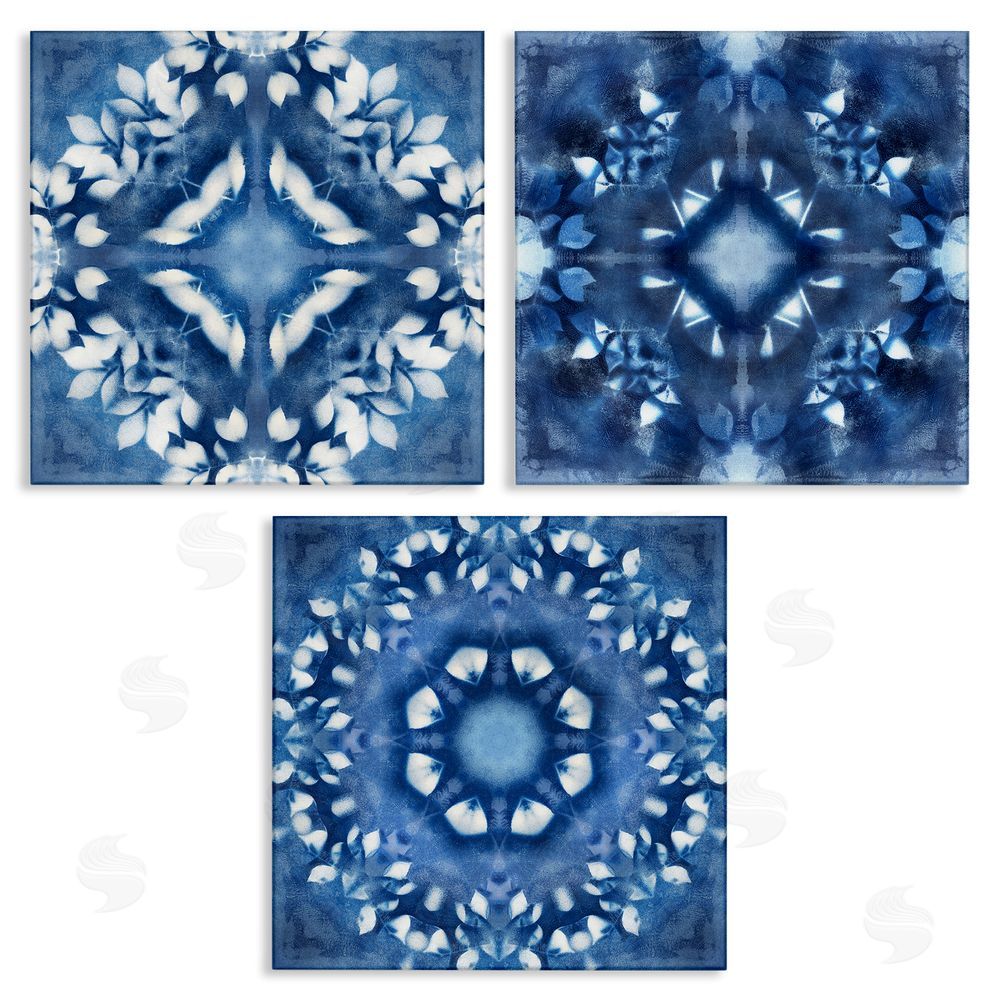 Nan Abstract Kaleidoscrop Blue Tie Dye Patterns Canvas Wall Art Print