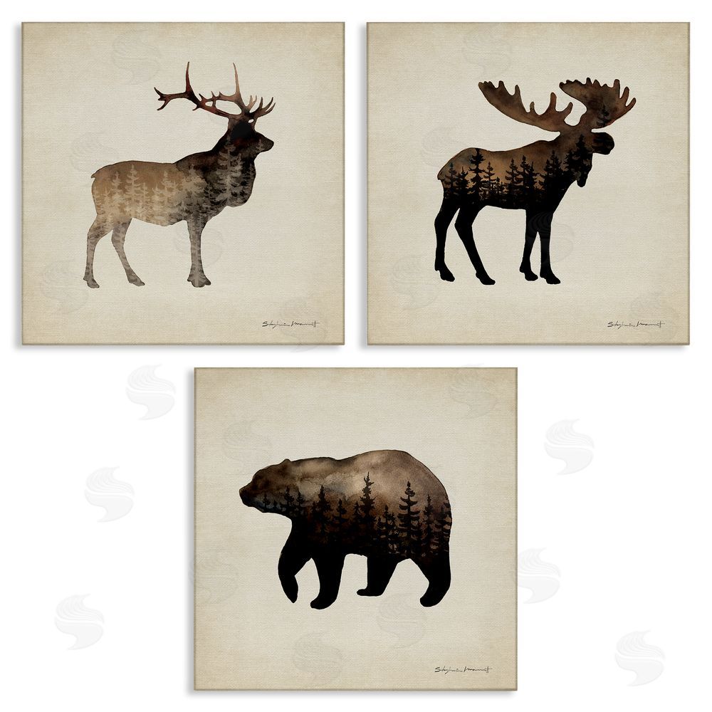 Stephanie Workman Marrott Woodland Animal Forest Silhouettes Canvas Wall Art Print