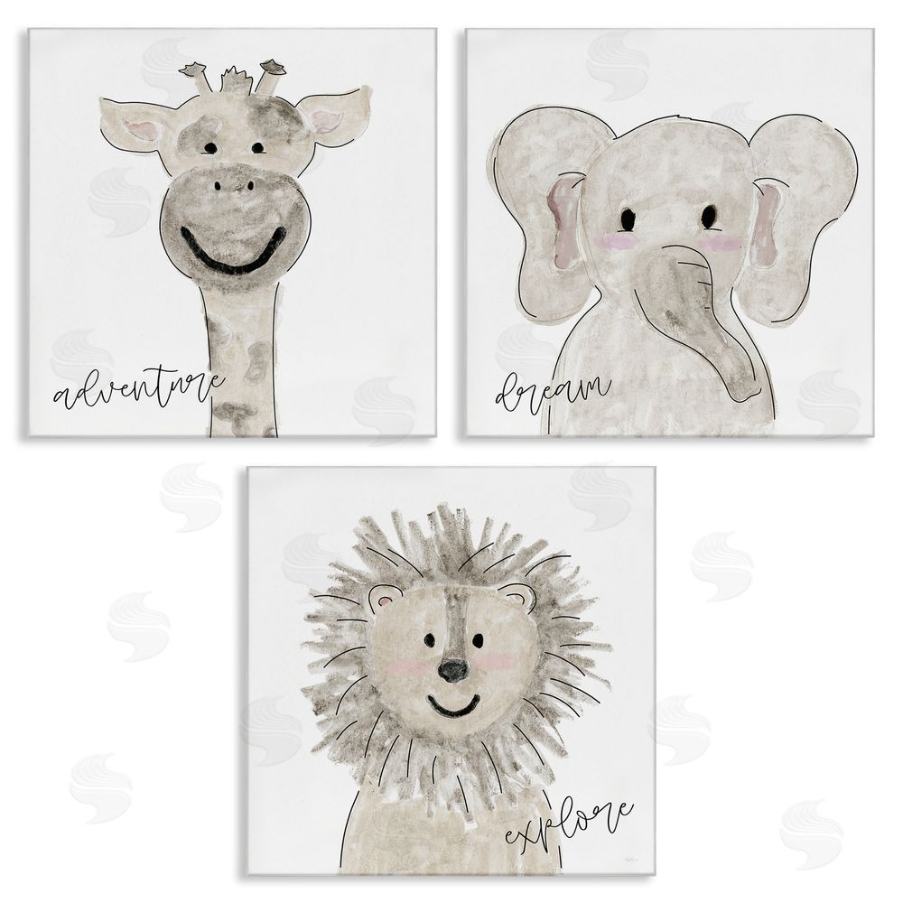 Natalie Carpentieri Cute Cartoon Animals Illustration Quote  Canvas Wall Art Print