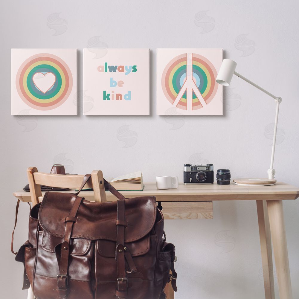 Stupell Studio Cute Always Be Kind Quote Canvas Wall Art Print in Room