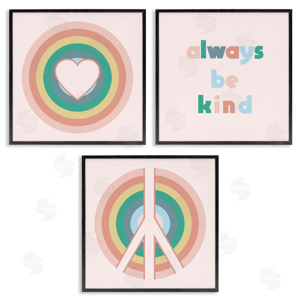 Stupell Studio Cute Always Be Kind Quote Black Framed Giclee Wall Art Print