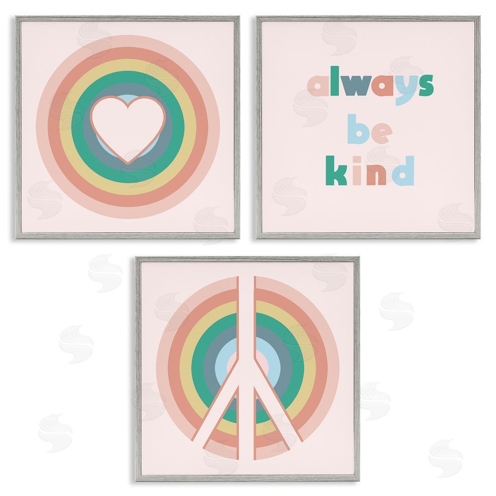 Stupell Studio Cute Always Be Kind Quote Gray Framed Giclee Wall Art Print