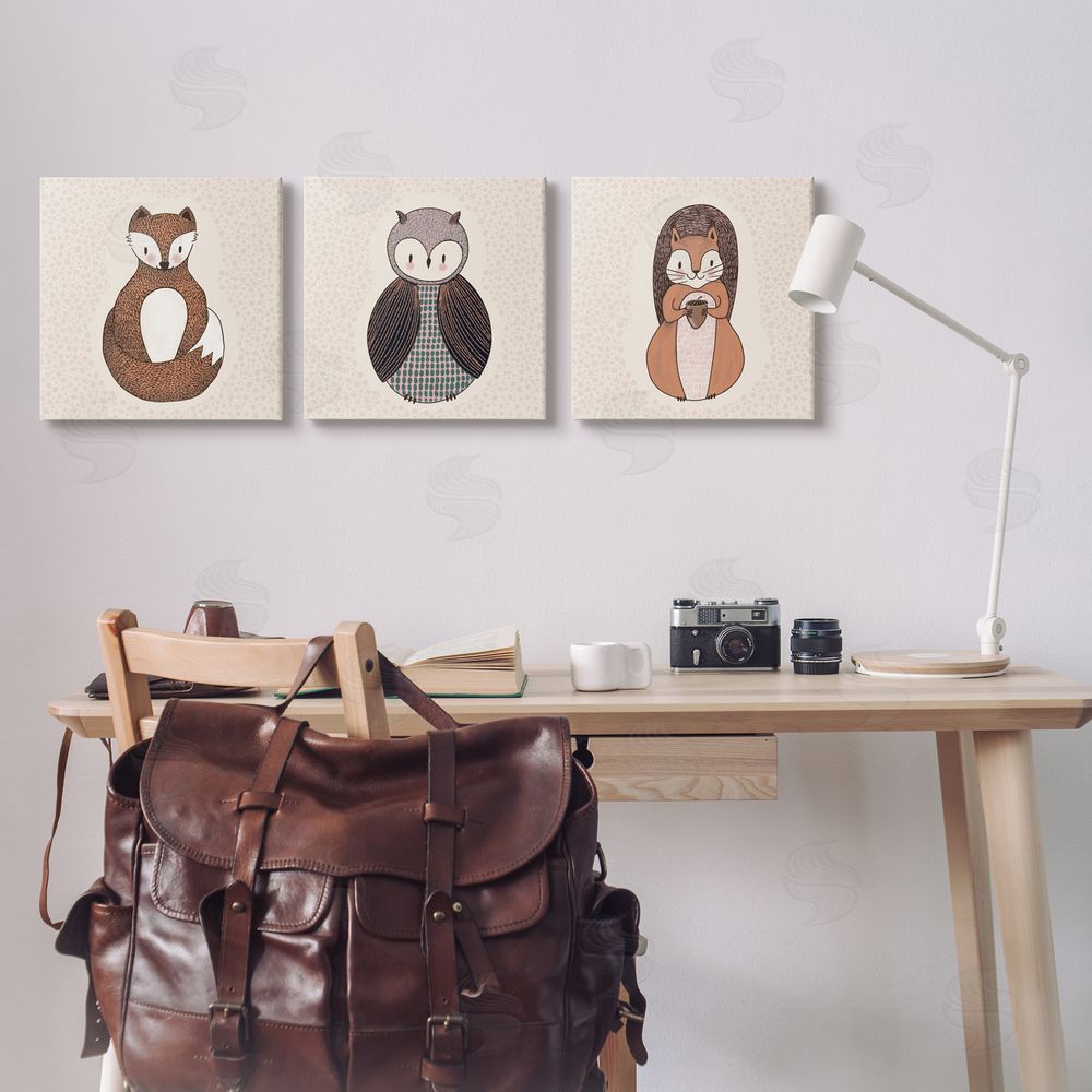 Birgit Maria Kiennast Stylized Forest Animal Portraits Kids Canvas Wall Art Print in Room