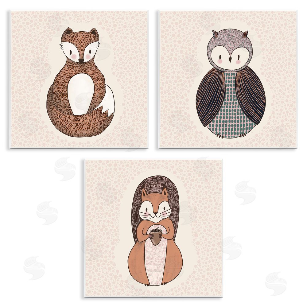 Birgit Maria Kiennast Stylized Forest Animal Portraits Kids Wooden Wall Plaque Art Print