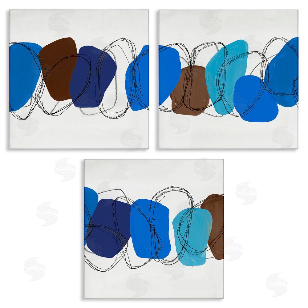 Ruth Fromstein Modern Oblong Blue Shapes Geometric Canvas Wall Art Print