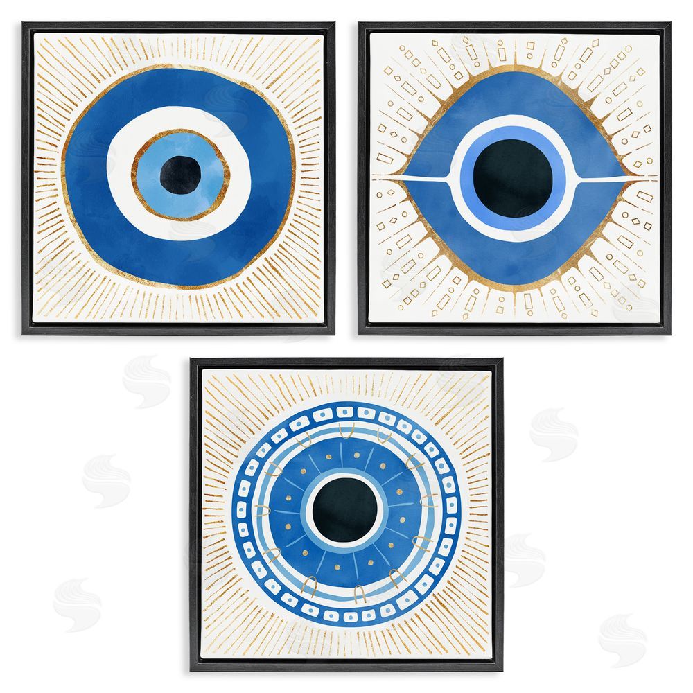 Ziwei Li Spiritual Evil Eye Mati Symbol Black Floating Frame Canvas Wall Art Print