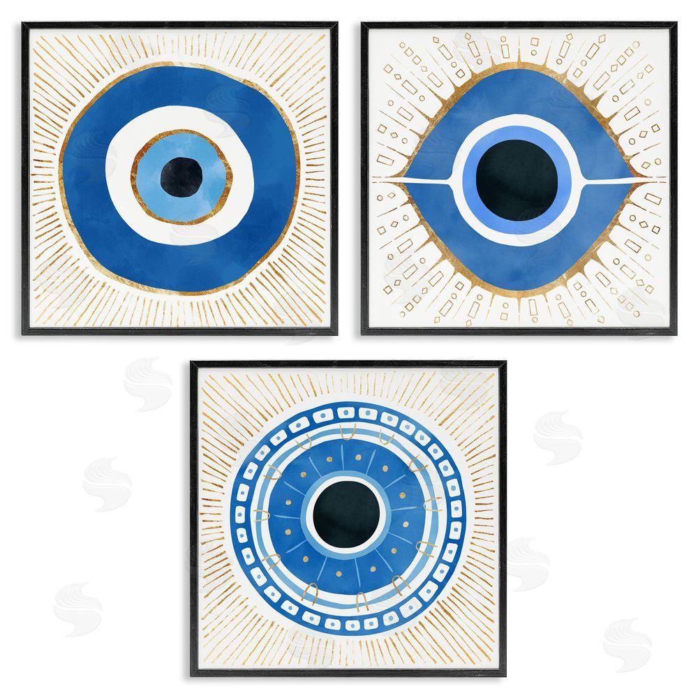 Ziwei Li Spiritual Evil Eye Mati Symbol Black Framed Giclee Wall Art Print