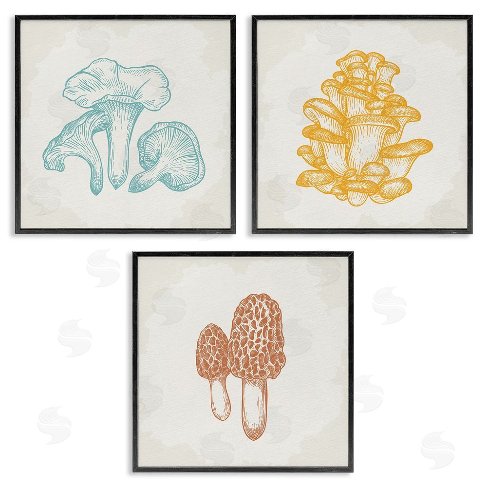 Kim Allen Mushroom Love Woodland Sketch Black Framed Giclee Wall Art Print