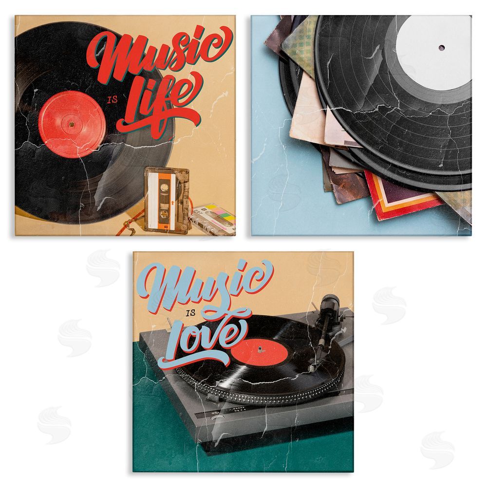 Kim Allen Music Is Love Life Vintage Turntable Canvas Wall Art Print
