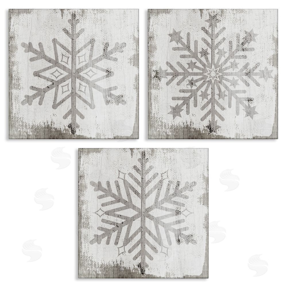 Stupell Studio Seasonal Winter Snowflake Snow Shapes Canvas Wall Art Print