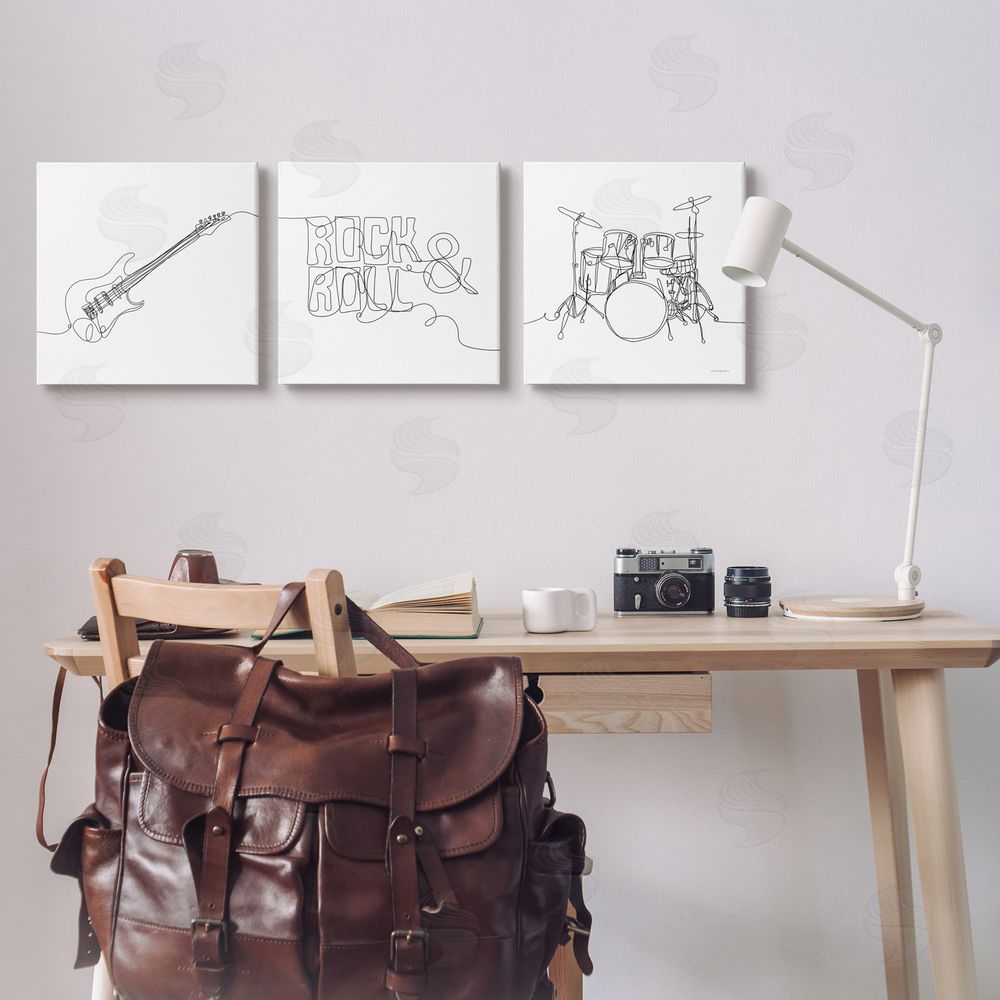 Kamdon Kreations Rock & Roll Musical Instrument Doodles Canvas Wall Art Print in Room