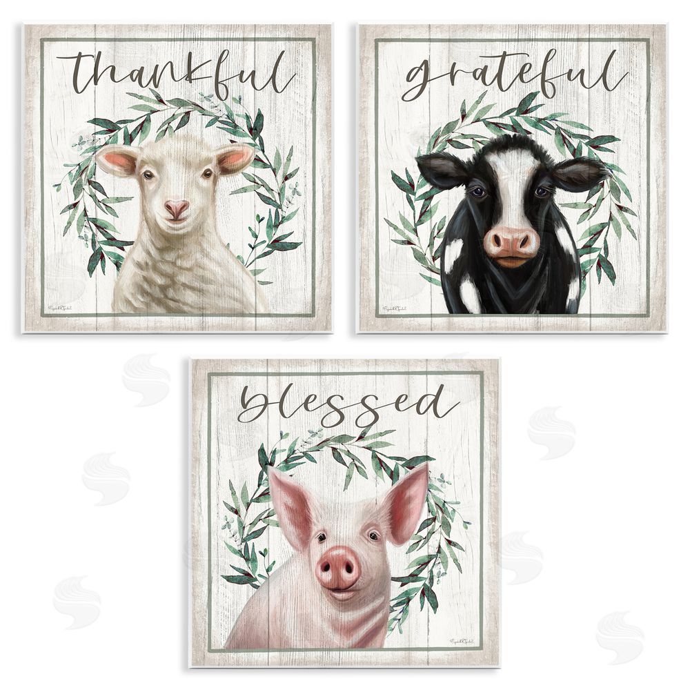 Elizabeth Tyndall Thankful Grateful Blessed Country Wooden Wall Plaque Art Print