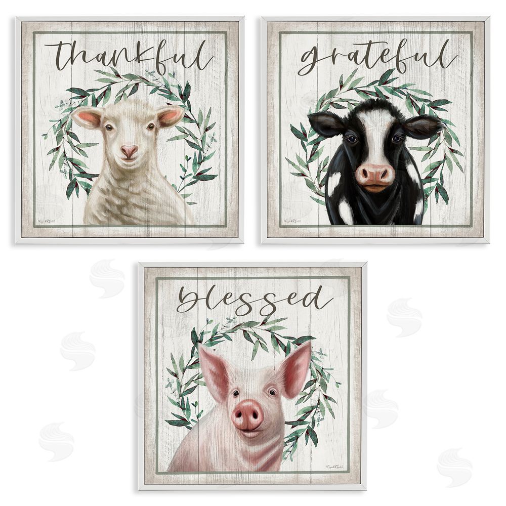 Elizabeth Tyndall Thankful Grateful Blessed Country White Framed Giclee Wall Art Print