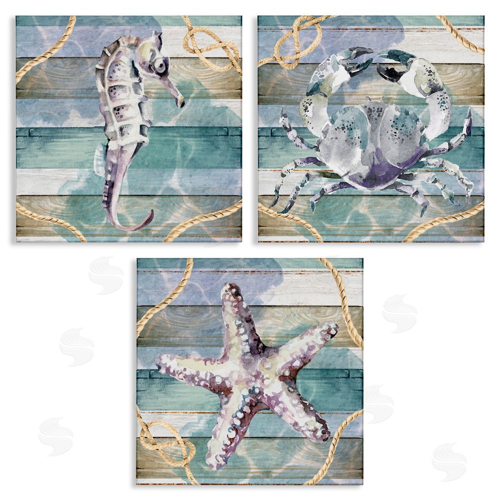 Nicole DeCamp Sea Life Plank Pattern Canvas Wall Art Print