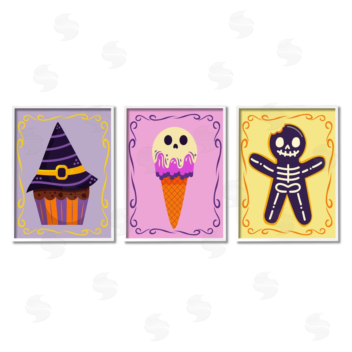 Stupell Studio Varied Halloween Desserts White Framed Giclee Wall Art Print