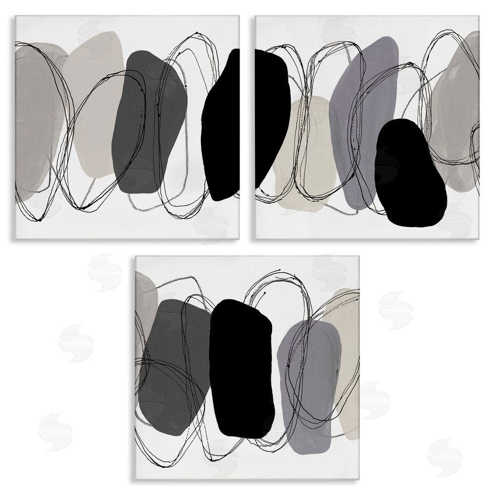 Ruth Fromstein Abstract Grey Pebbles Canvas Wall Art Print