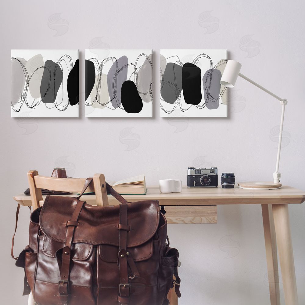 Ruth Fromstein Abstract Grey Pebbles Canvas Wall Art Print in Room