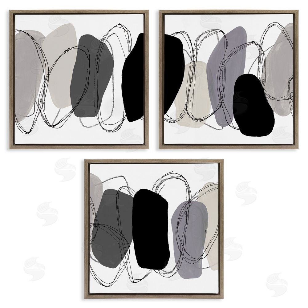 Ruth Fromstein Abstract Grey Pebbles Brown Floating Frame Canvas Wall Art Print