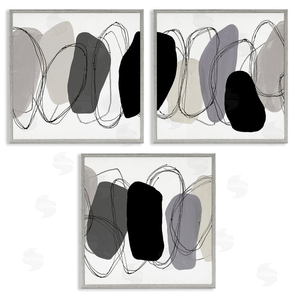 Ruth Fromstein Abstract Grey Pebbles Gray Framed Giclee Wall Art Print