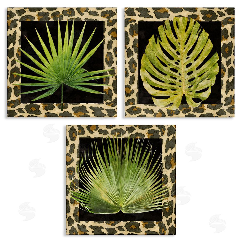 Alonzo Saunders Palm Plants on Leopard Pattern Canvas Wall Art Print