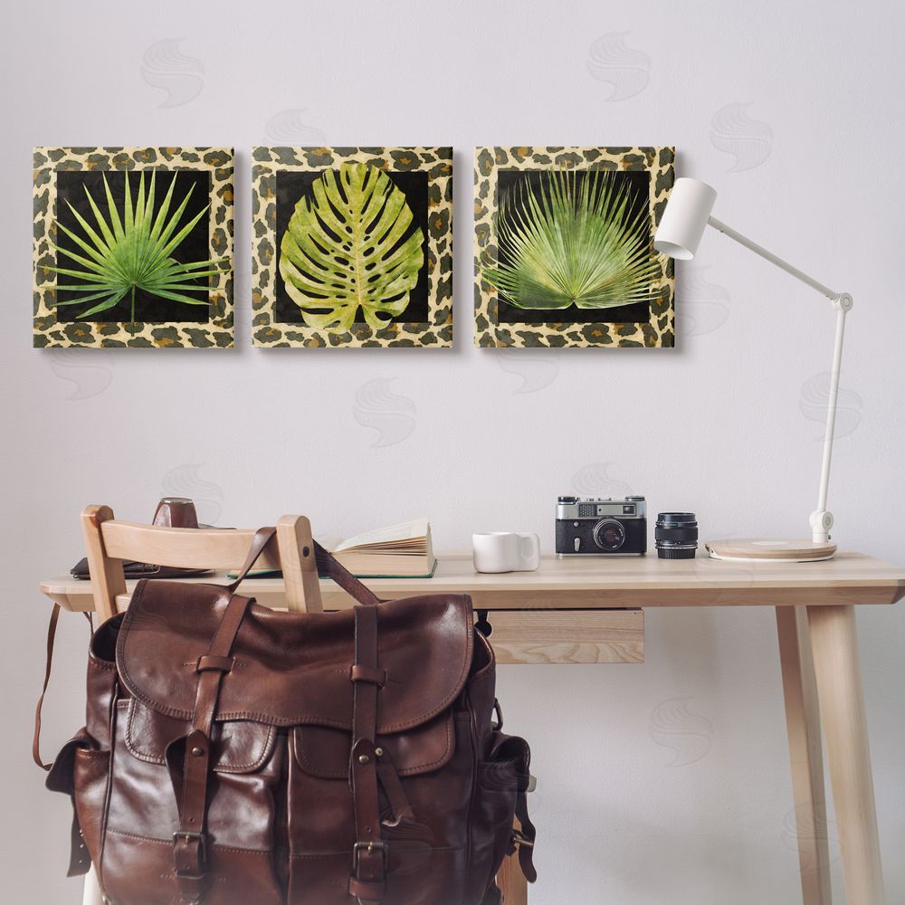Alonzo Saunders Palm Plants on Leopard Pattern Canvas Wall Art Print in Room