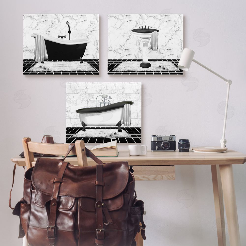 Conrad Knutsen Modern Marble Bathroom Canvas Wall Art Print in Room