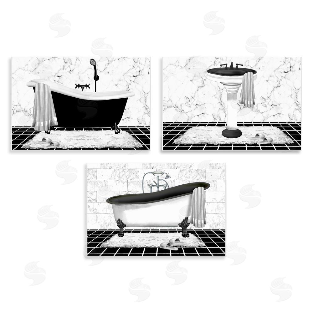 Conrad Knutsen Modern Marble Bathroom Wooden Wall Plaque Art Print