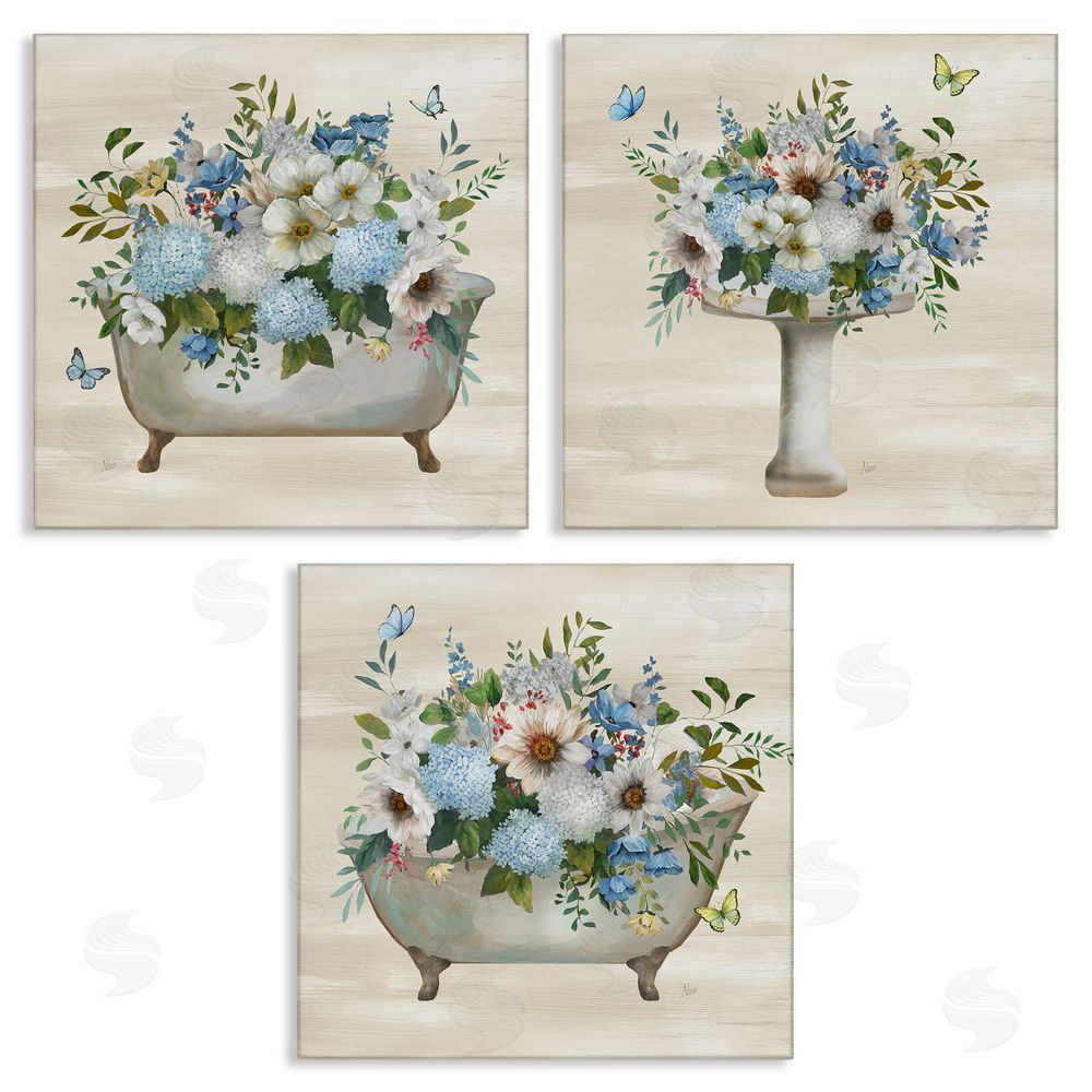 Nan Country Flower Bathroom Canvas Wall Art Print