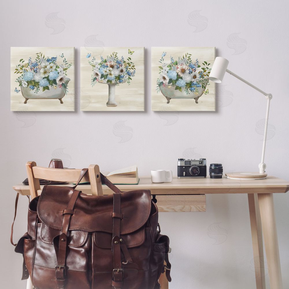 Nan Country Flower Bathroom Canvas Wall Art Print in Room