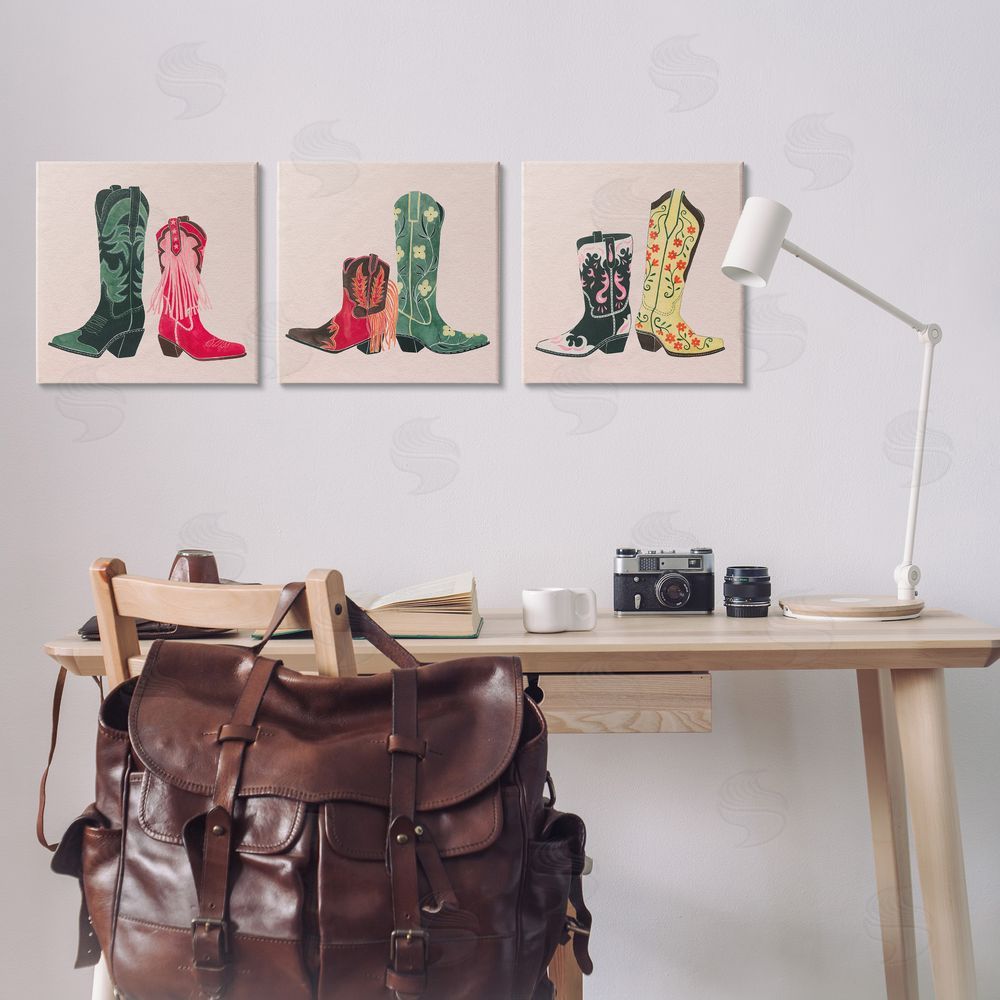 Grace Popp Trendy Cowgirl Boots Canvas Wall Art Print in Room