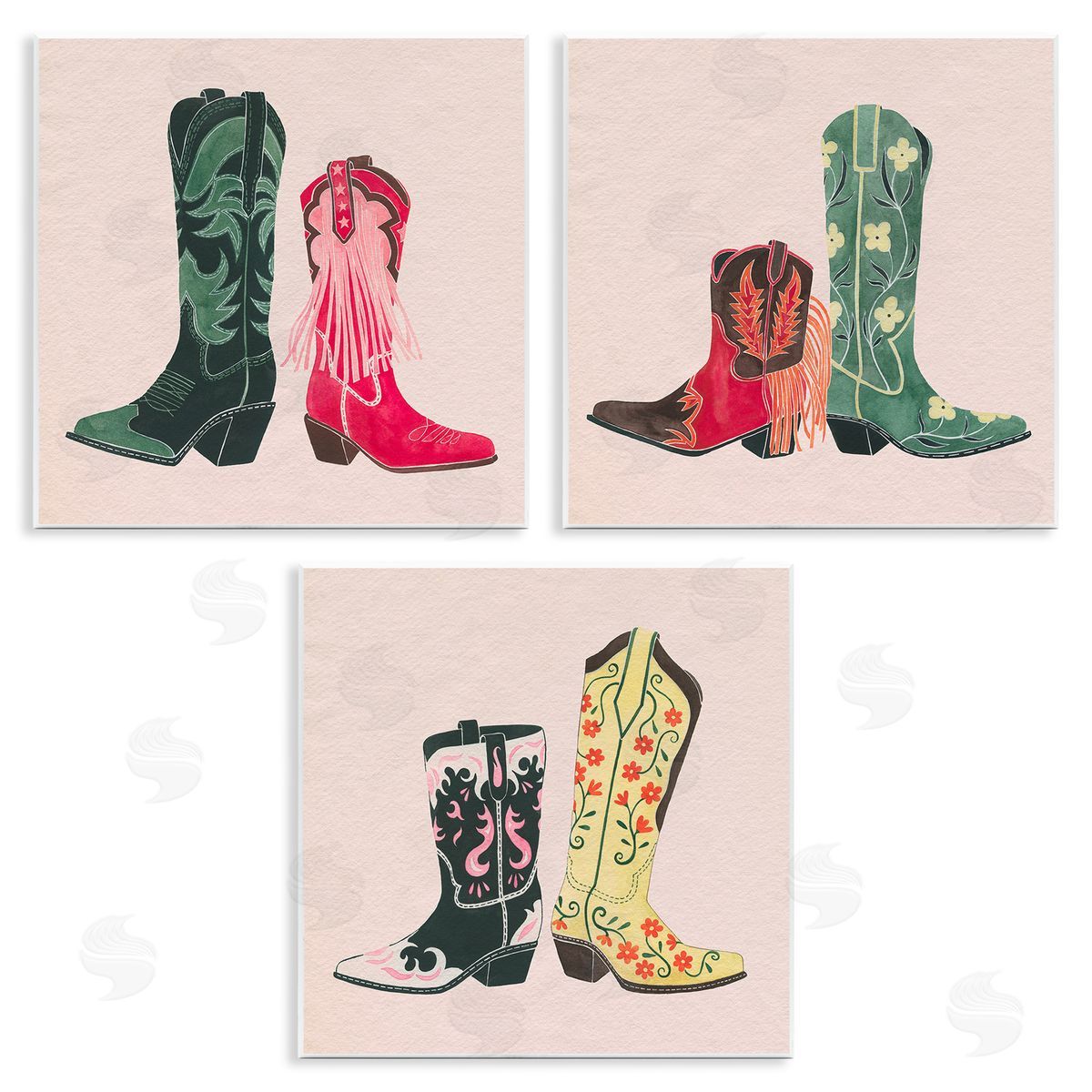 Grace Popp Trendy Cowgirl Boots Wooden Wall Plaque Art Print