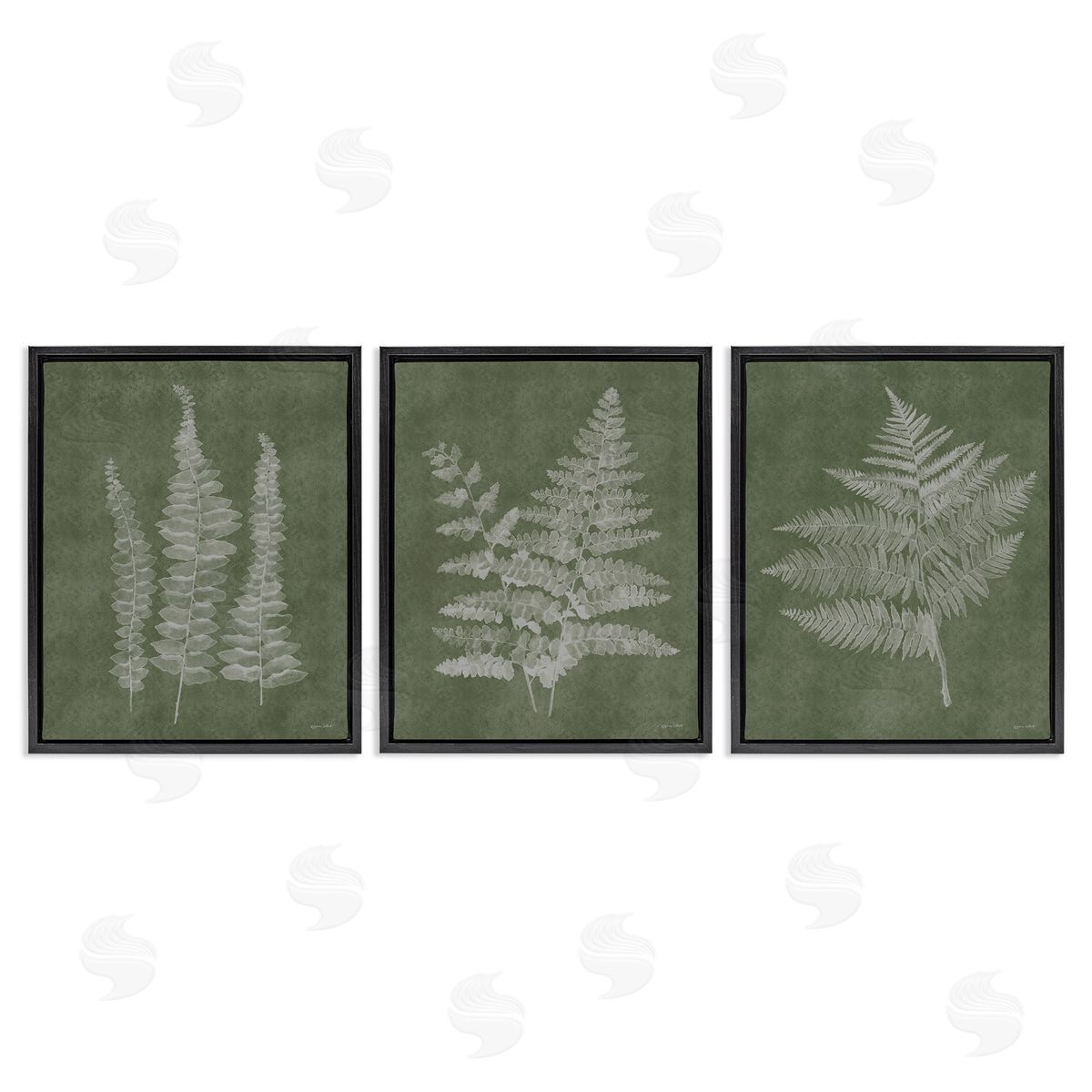 Annie LaPoint Vintage Fern Silhouettes Black Floating Frame Canvas Wall Art Print