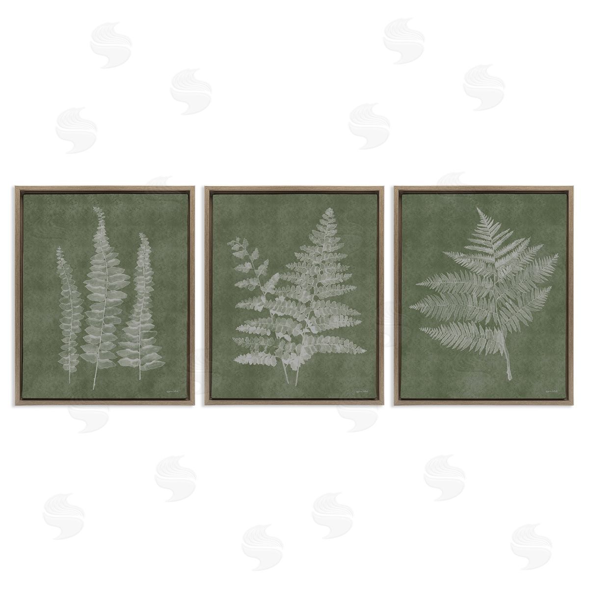 Annie LaPoint Vintage Fern Silhouettes Brown Floating Frame Canvas Wall Art Print