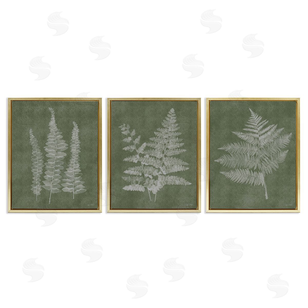 Annie LaPoint Vintage Fern Silhouettes Gold Floating Frame Canvas Wall Art Print