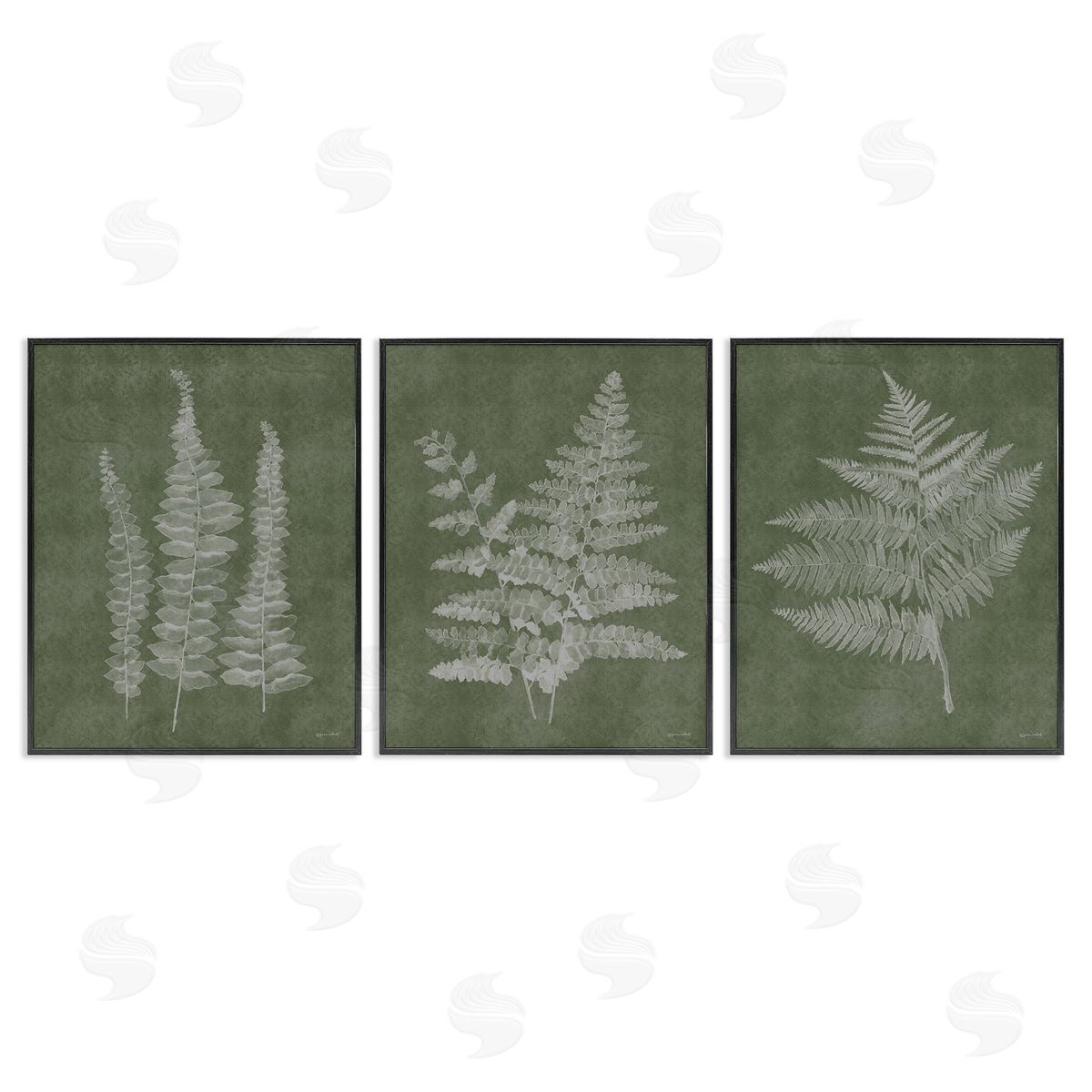 Annie LaPoint Vintage Fern Silhouettes Black Framed Giclee Wall Art Print