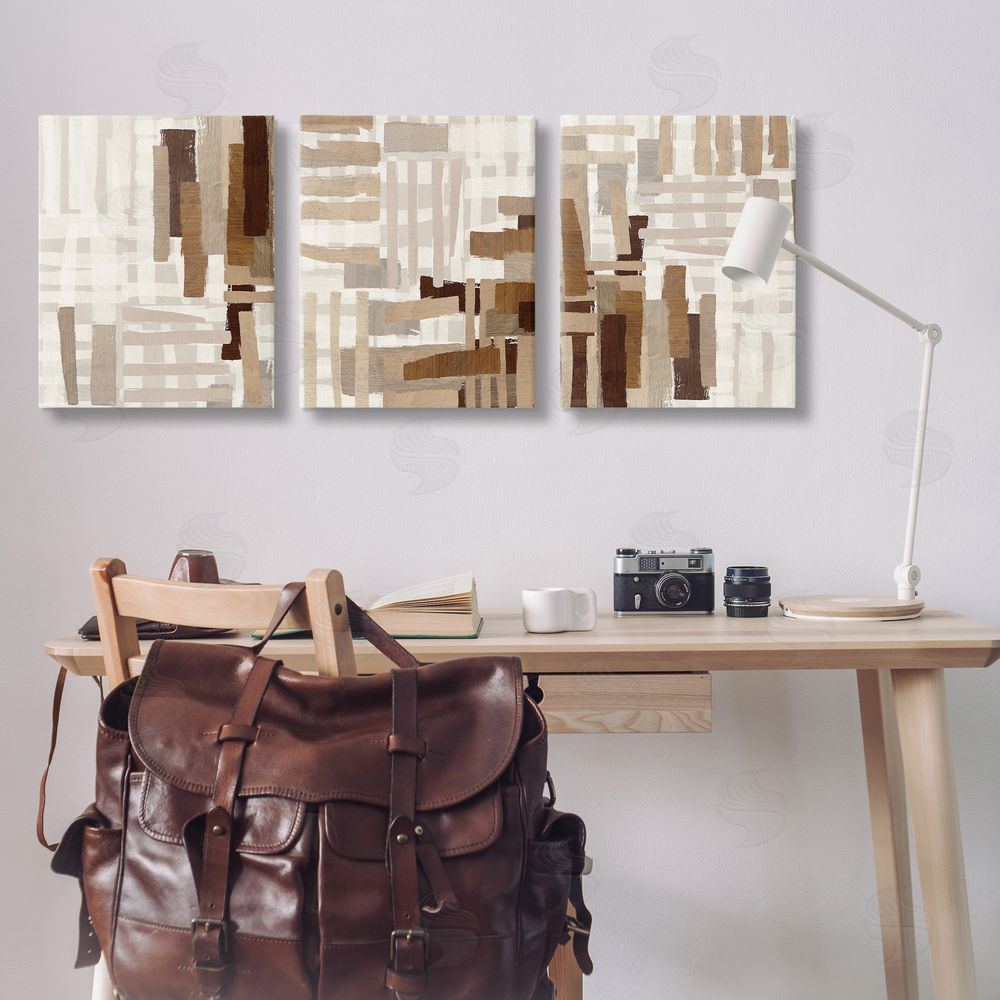 Amber Sterling Natural Hatched Patterns Canvas Wall Art Print in Room