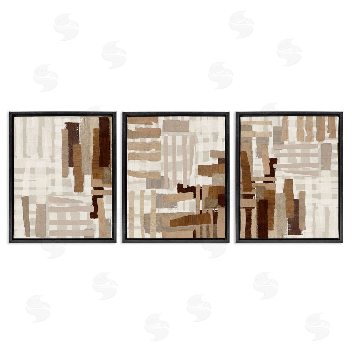 Amber Sterling Natural Hatched Patterns Black Floating Frame Canvas Wall Art Print