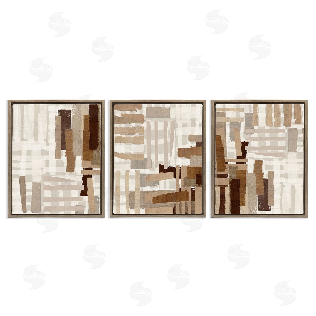 Amber Sterling Natural Hatched Patterns Brown Floating Frame Canvas Wall Art Print