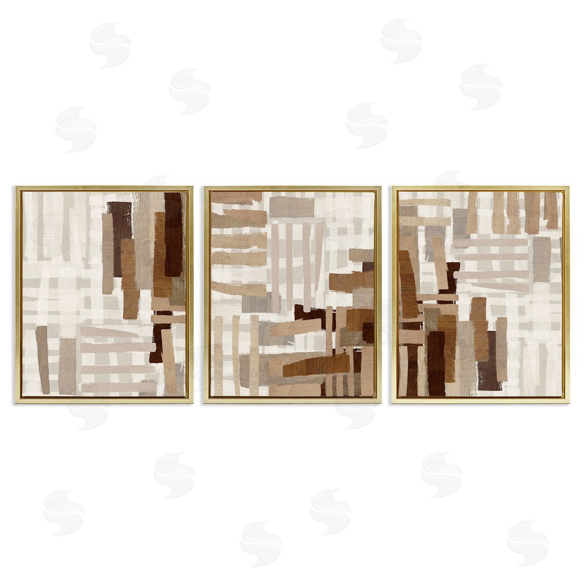 Amber Sterling Natural Hatched Patterns Gold Floating Frame Canvas Wall Art Print