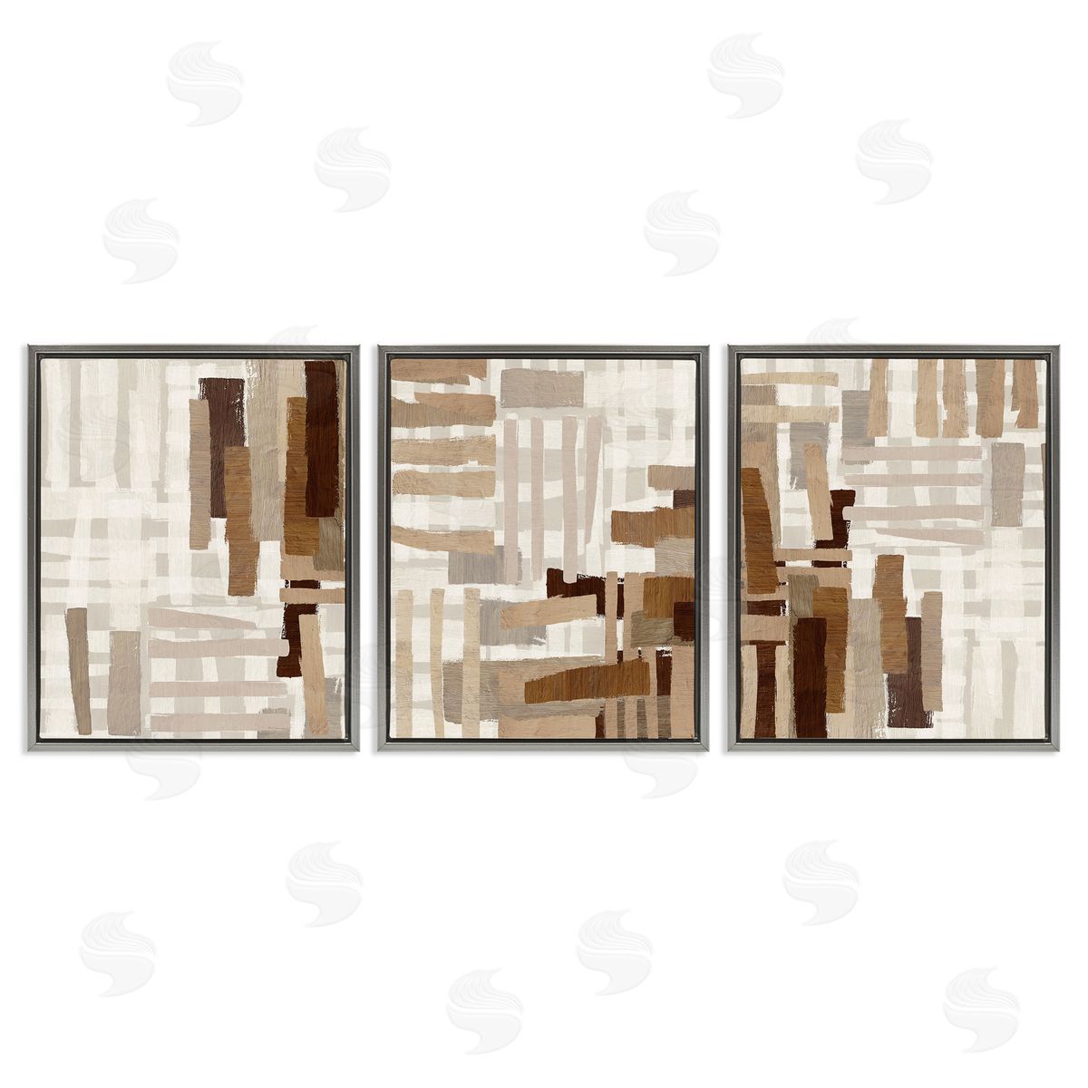 Amber Sterling Natural Hatched Patterns Gray Floating Frame Canvas Wall Art Print