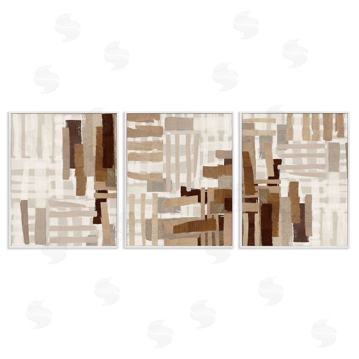 Amber Sterling Natural Hatched Patterns White Framed Giclee Wall Art Print