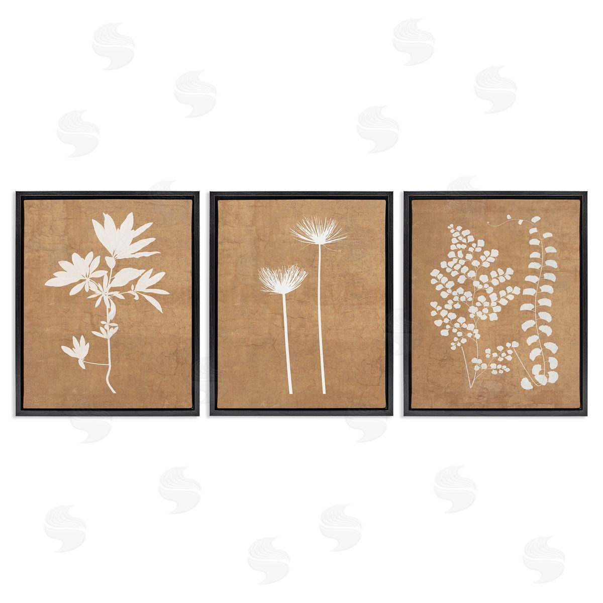 Graffitee Studios Nature Botanical Silhouettes Black Floating Frame Canvas Wall Art Print