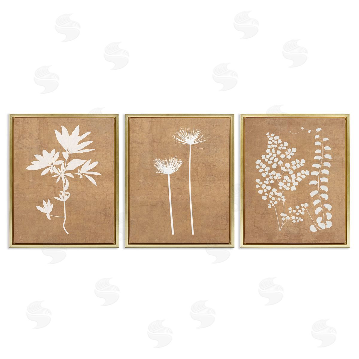 Graffitee Studios Nature Botanical Silhouettes Gold Floating Frame Canvas Wall Art Print