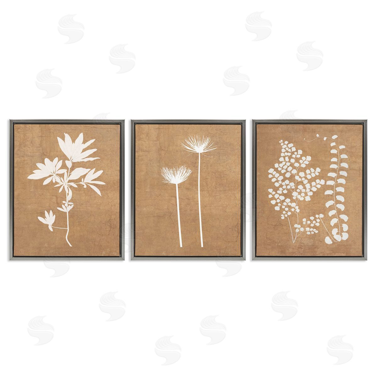 Graffitee Studios Nature Botanical Silhouettes Gray Floating Frame Canvas Wall Art Print